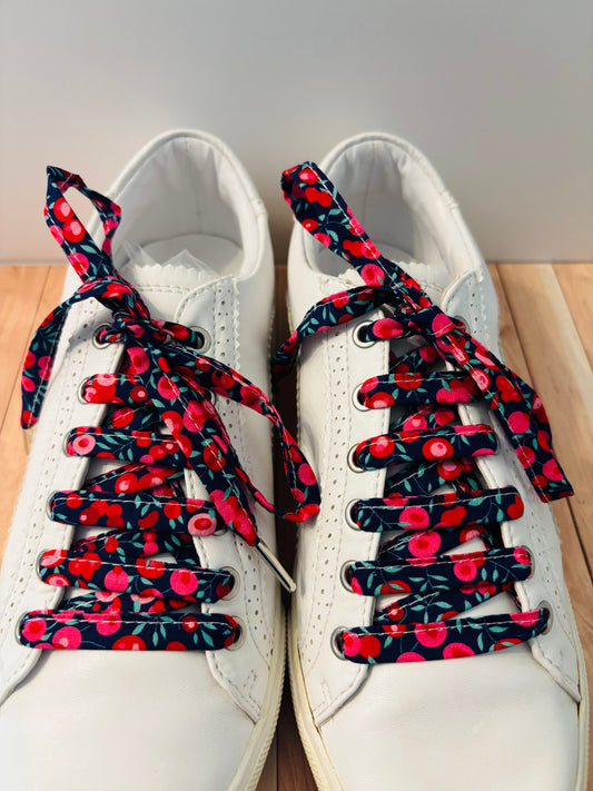 Lacets bleus marines et roses- Fabrication Française/le Lacet Normand