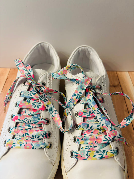 Lacet fleuris roses fluo-le lacet normand