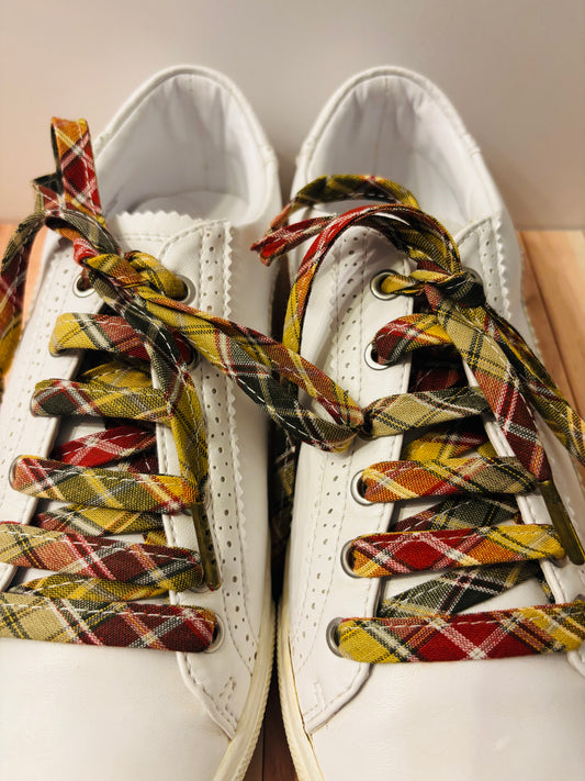 Lacets moutardes tartans- Fabrication Française/ Le Lacet Normand