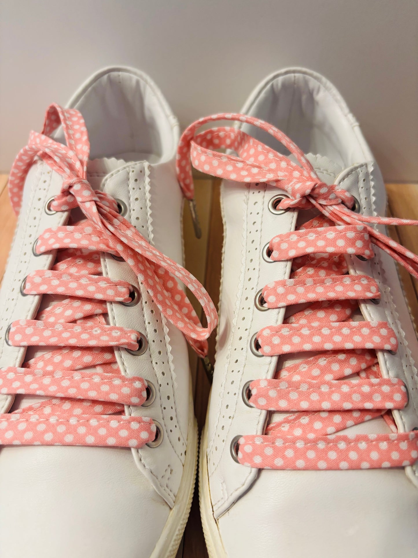 Lacets rose à pois - Fabrication Française / le Lacet Normand