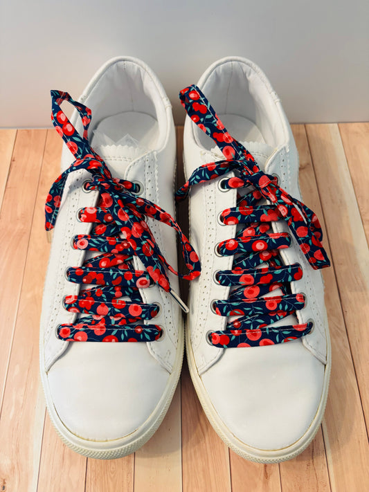 Lacets bleus marines et roses- Fabrication Française/le Lacet Normand
