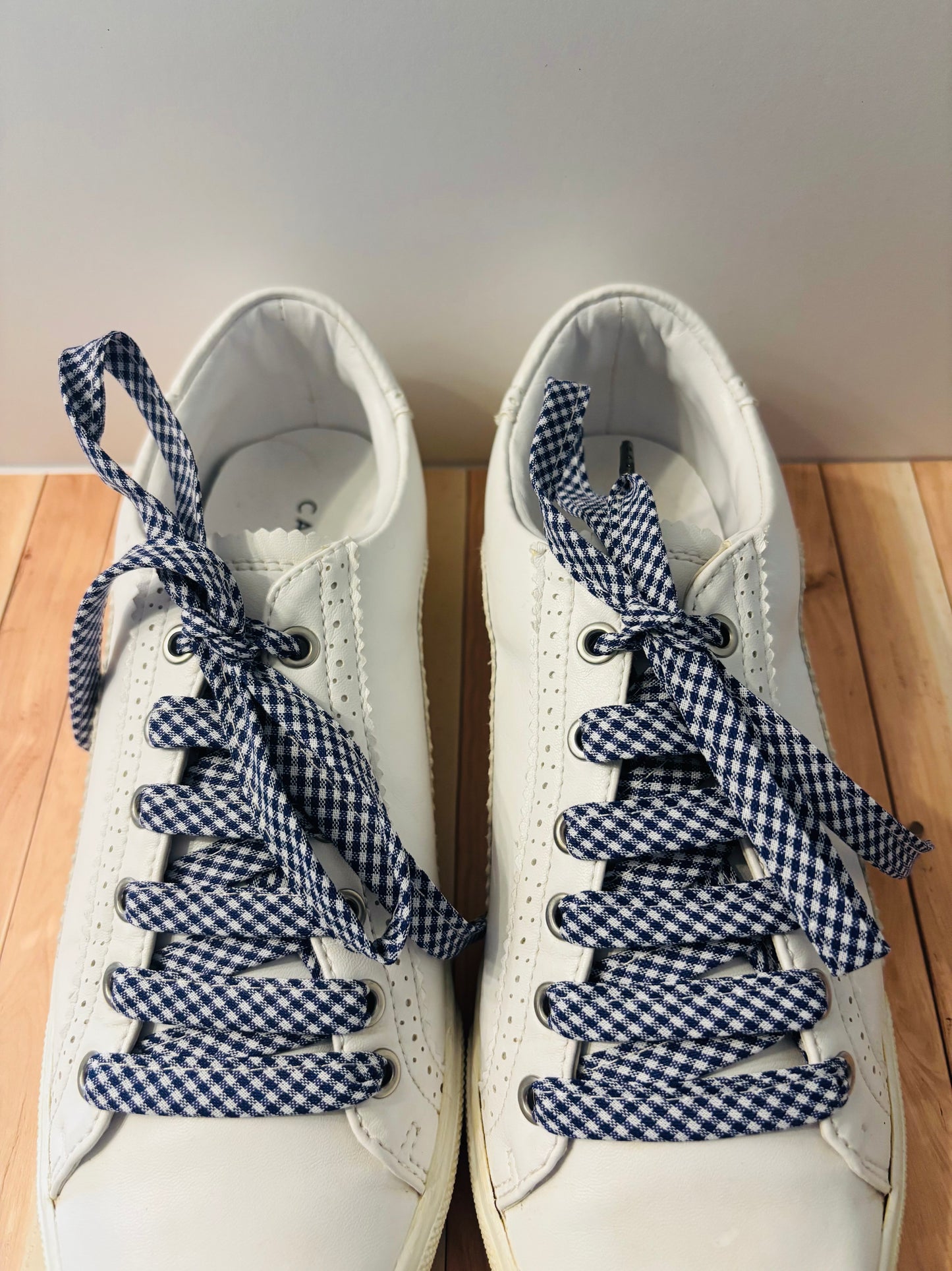Lacets bleu marine vichy- Fabrication Française / le Lacet Normand
