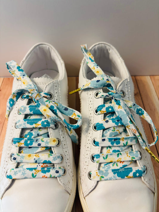 Lacets turquoises Fleuris- Fabrication Française / le Lacet Normand
