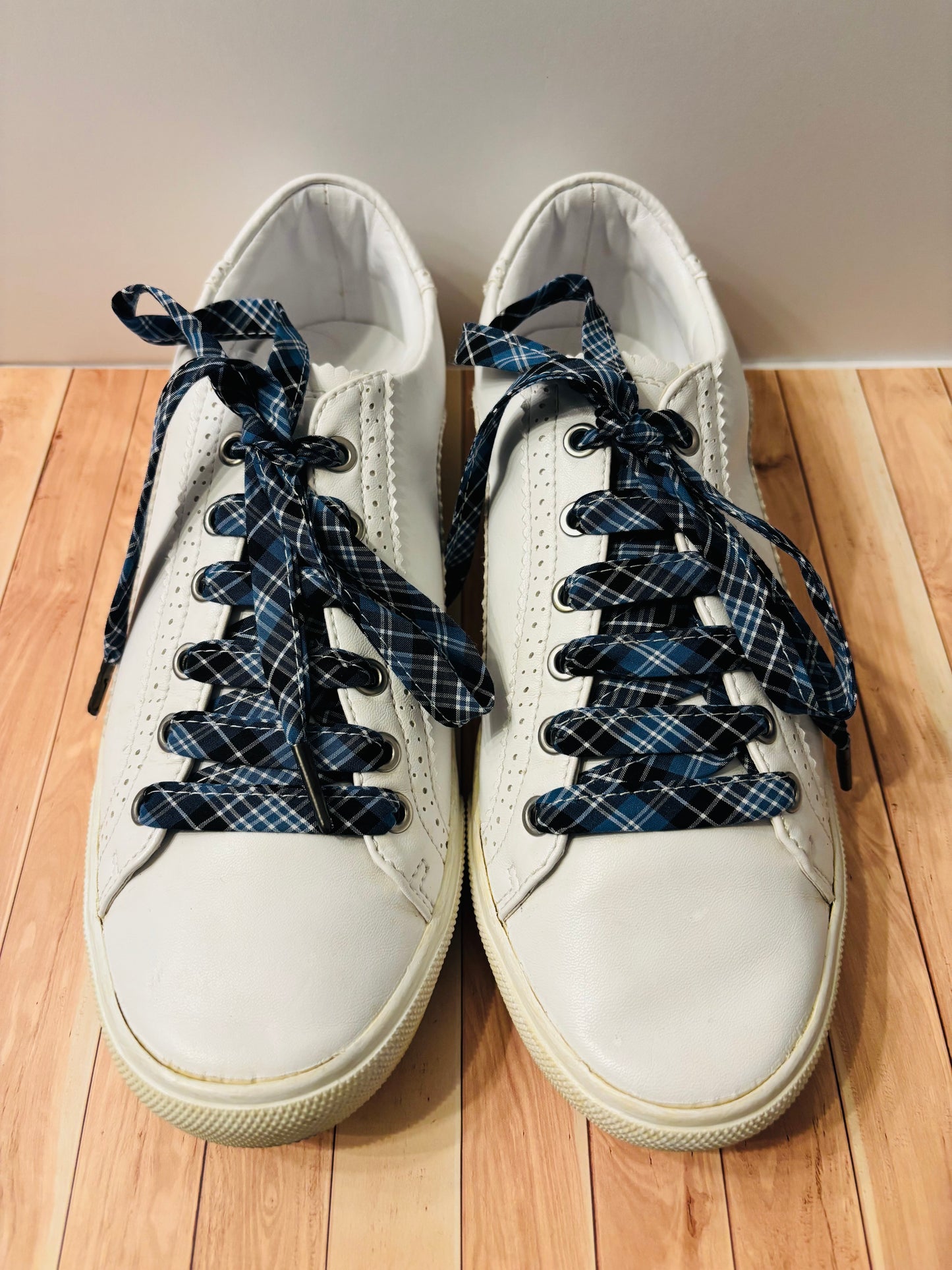 Lacets  bleus tartans- Fabrication Française/ Le Lacet Normand