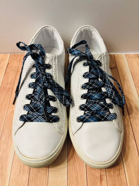 Lacets  bleus tartans- Fabrication Française/ Le Lacet Normand