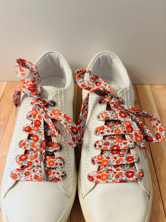 Lacets rouges fleuris- Fabrication Française /le Lacet Normand