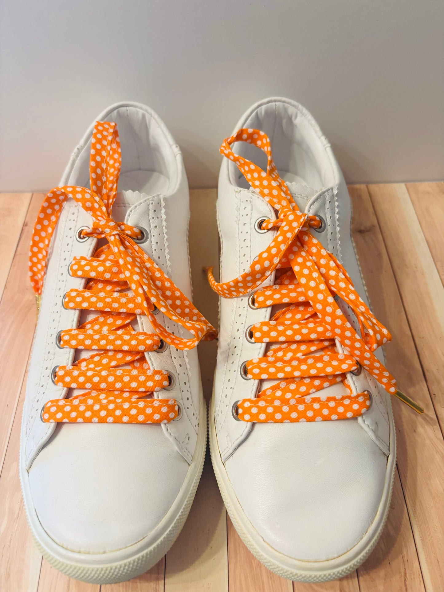 Lacets orange à pois- Fabrication Française / Le Lacet Normand