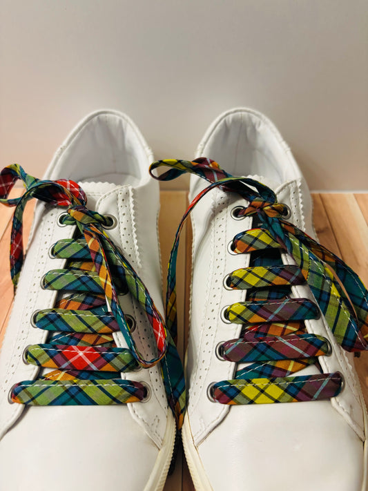 Lacets  verts tartans- Fabrication Française/ Le Lacet Normand