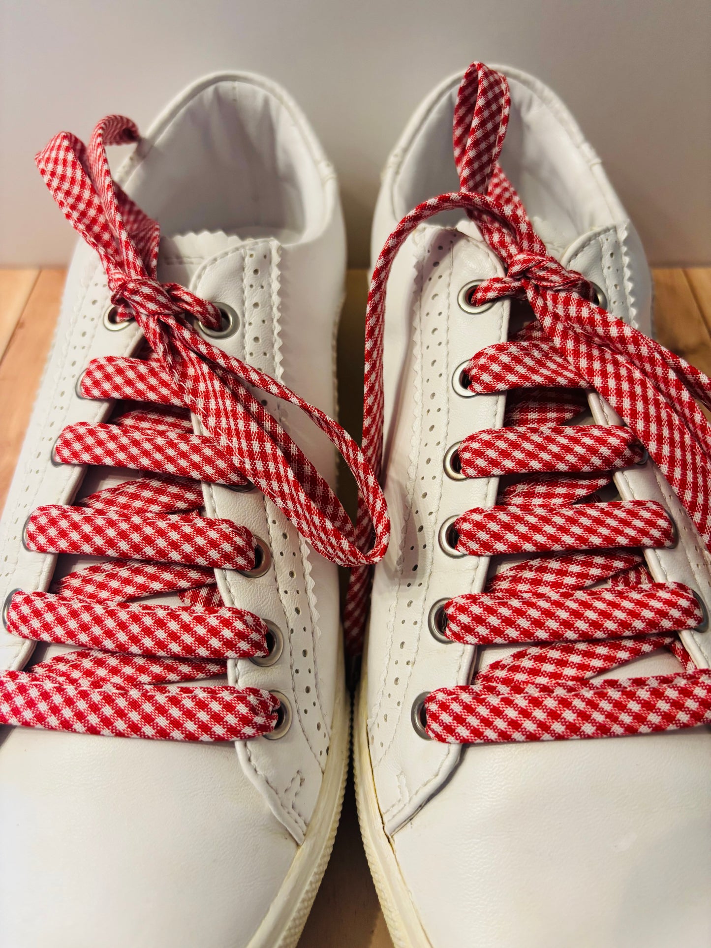 Lacets rouge vichy- Fabrication Française / Le Lacet Normand