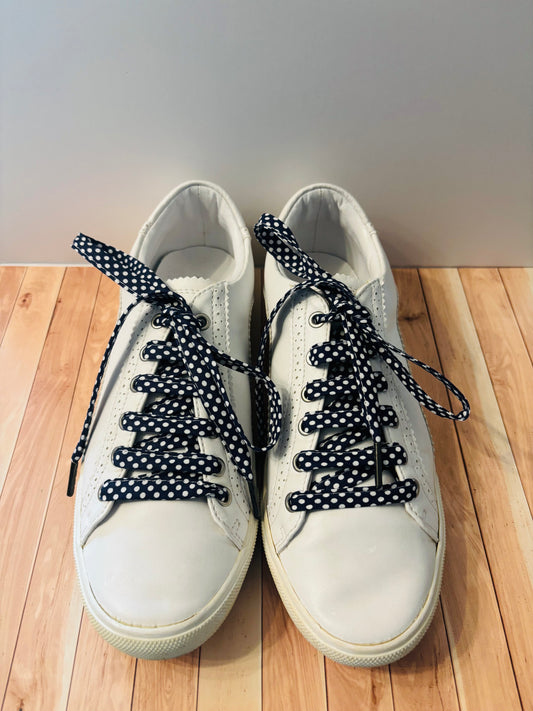 Lacets  bleus marines à pois- Fabrication Française/ Le Lacet Normand