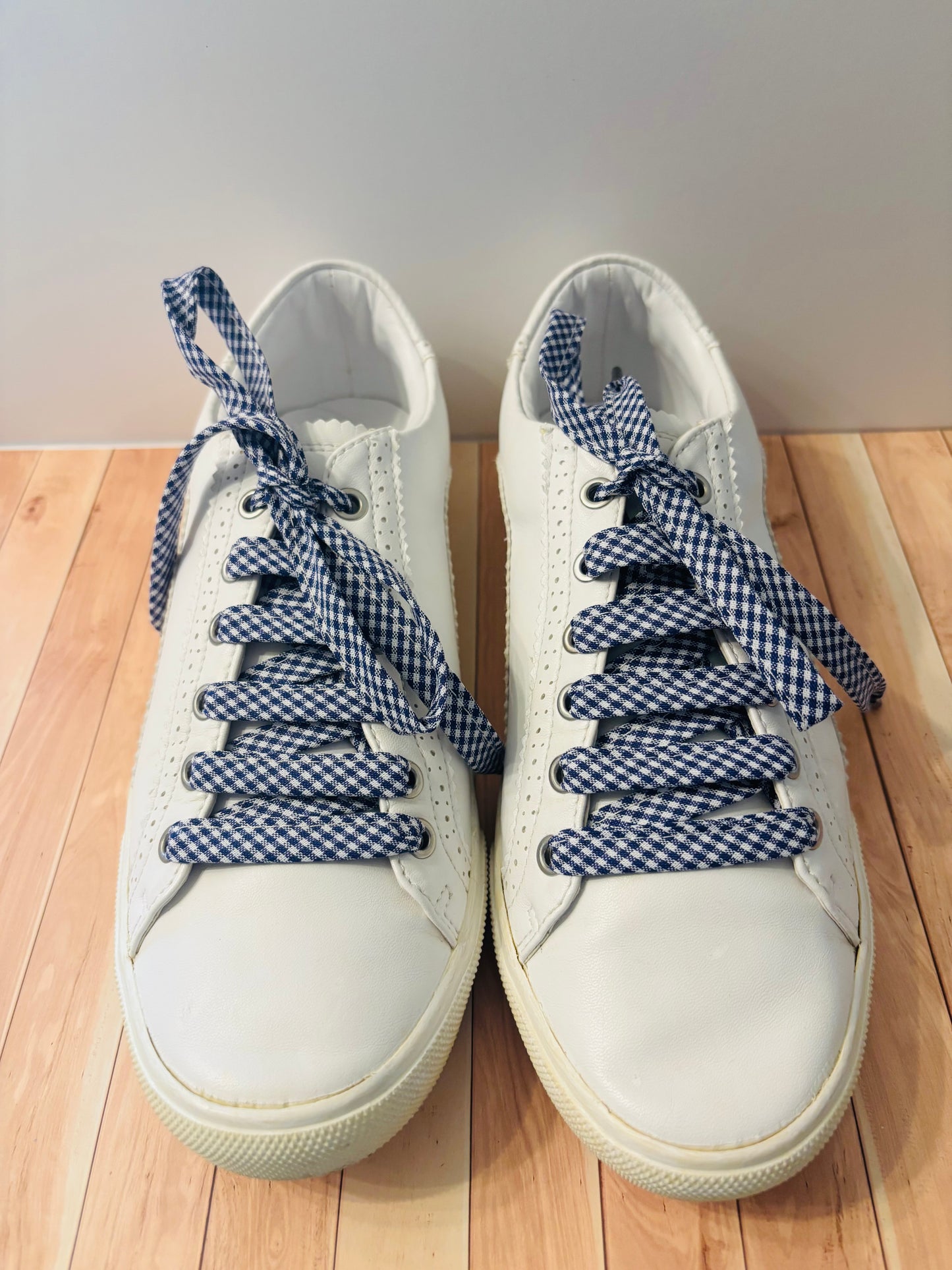 Lacets bleu marine vichy- Fabrication Française / le Lacet Normand