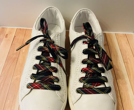 Lacets bleus marines tartans- Fabrication Française / Le Lacet Normand